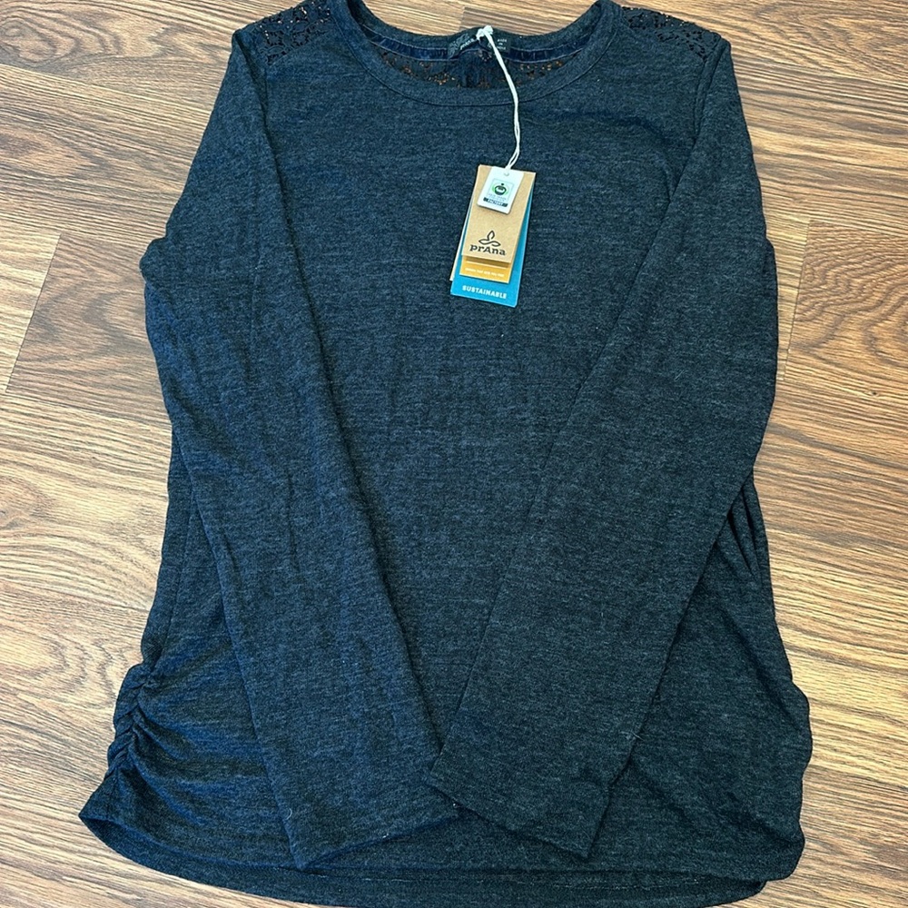 NWT long sleeve isadora ballet neck prana women’s in charcoal